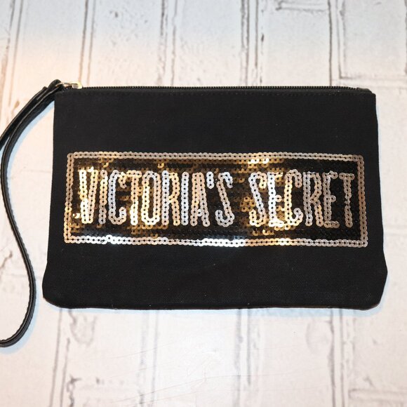 Victoria's Secret Handbags - 🖤✨ Victoria’s Secret Sequin Zipper Bag · Black + Silver · 9" × 6"